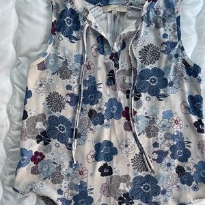 Loft Floral Mixed Media Top